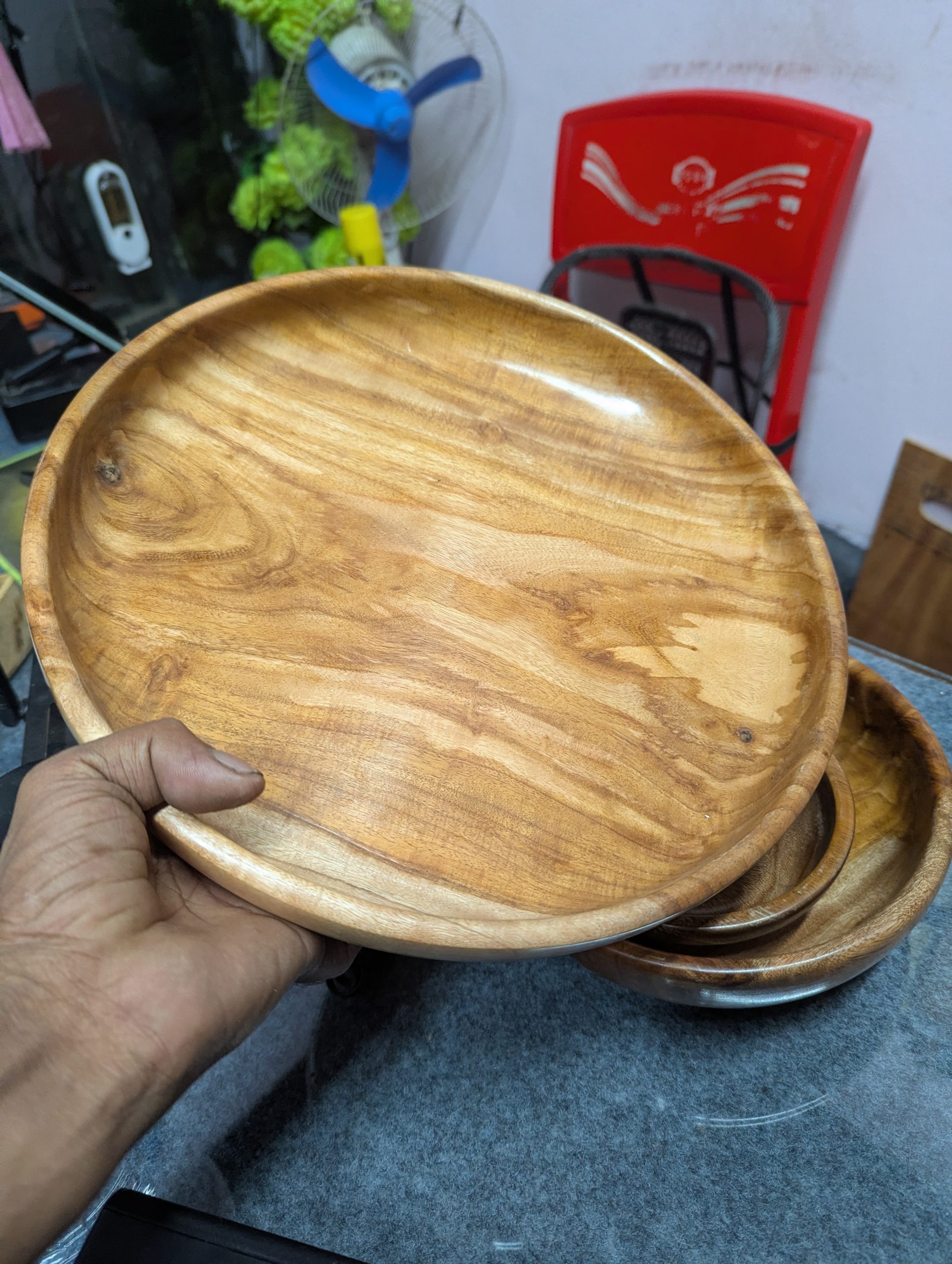 প্লেট / Wood Dining Plate 11''*2''