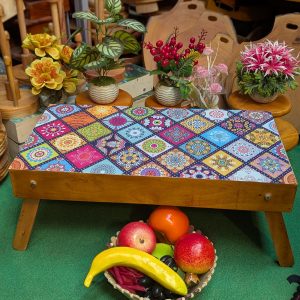 ল্যাপটপ টেবিল মিহগুনি কাঠের+স্টিকার / Laptop Table  [TB-5]